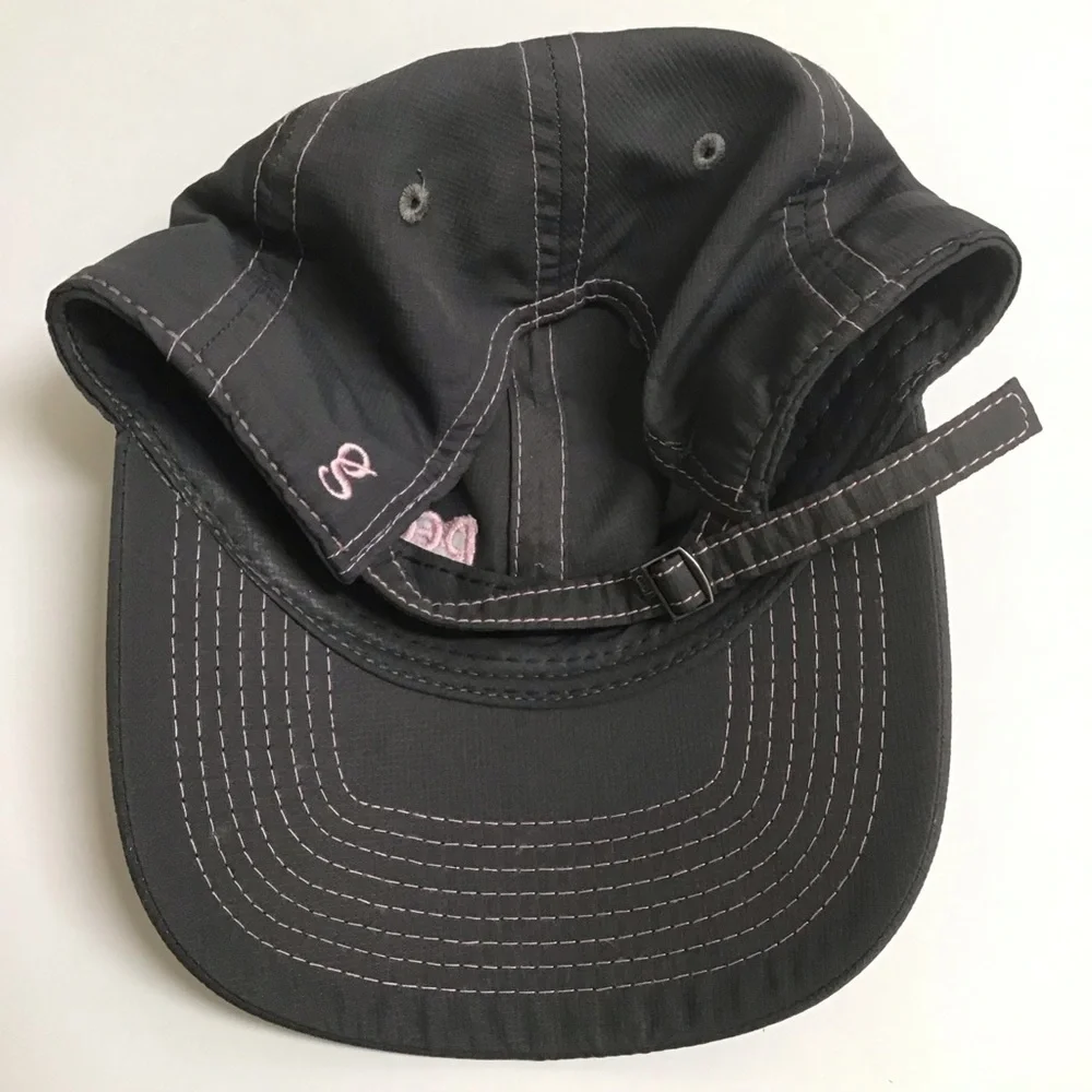Deer Valley Ski Resort Hat Gear Cap Gray Pink Contrast Stitch Adjusts Vintage